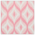 White &amp; Pink Tones Quatrefoil Ikat Pattern Fabric