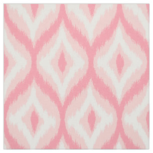 Hot Pink and White Ikat Pattern Fabric