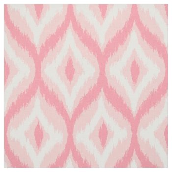 White & Pink Tones Quatrefoil Ikat Pattern Fabric by artOnWear at Zazzle