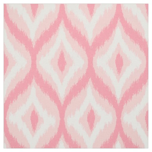 White & Pink Tones Quatrefoil Ikat Pattern Fabric