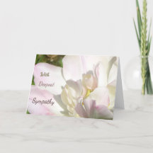 White Pink Tulip Sympathy Greeting Card