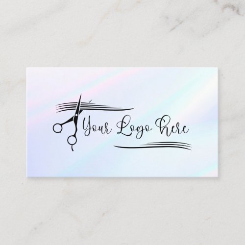 White Pink Turquoise Holographic Gradient Logo Business Card