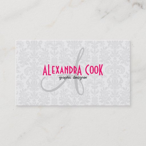 Customizable White &amp; Pink Vintage Floral Damasks Business Card
