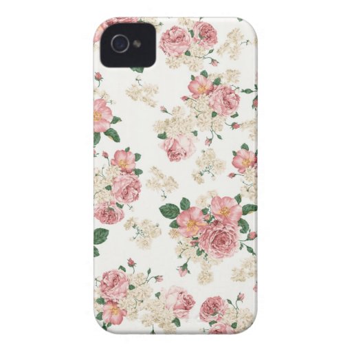 White & Pink Vintage Floral iPhone 4/4S Case | Zazzle