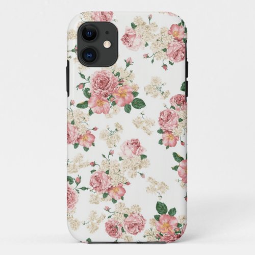 White  Pink Vintage Floral iPhone 5 Case