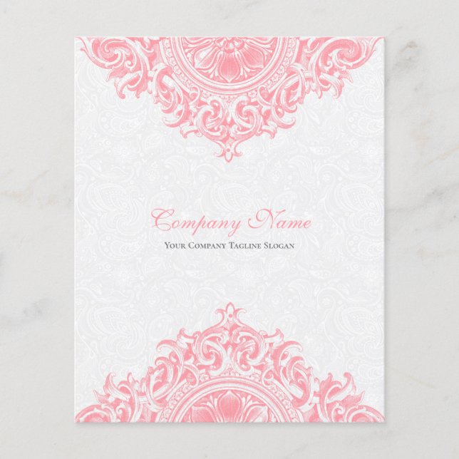 White & pink Vintage Floral Ornament Flyer (Front)