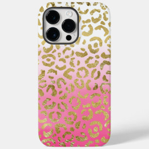 White Pink Watercolor Gold Glam Leopard Print Case-Mate iPhone 14 Pro Max Case