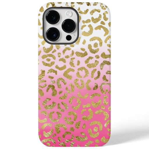 White Pink Watercolor Gold Glam Leopard Print  Case-Mate iPhone 14 Pro Max Case