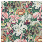 White Pink Yellow Green Orchid Pattern Fabric