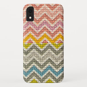 WHITE PINK YELLOW GREY BLUE MOSAIC CHEVRONS iPhone XR CASE