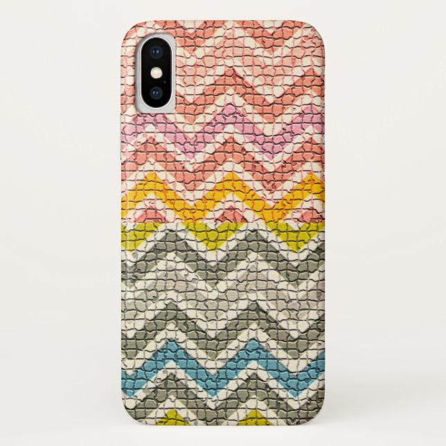 WHITE PINK YELLOW GREY BLUE MOSAIC CHEVRONS Case-Mate iPhone CASE (Back)
