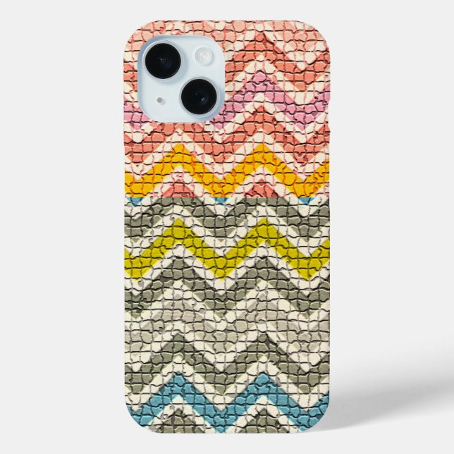 WHITE PINK YELLOW GREY BLUE MOSAIC CHEVRONS Case-Mate iPhone CASE (Back)