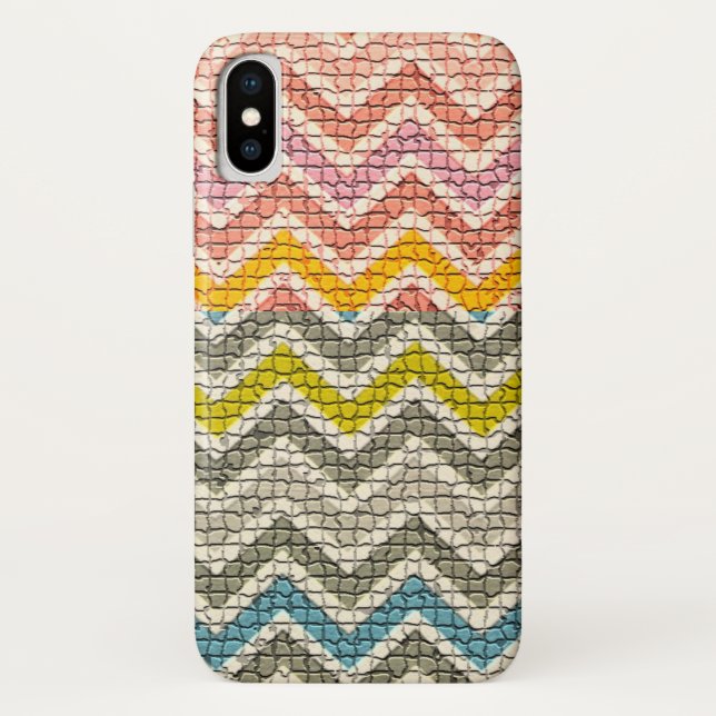 WHITE PINK YELLOW GREY BLUE MOSAIC CHEVRONS Case-Mate iPhone CASE (Back)