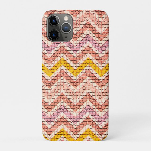 WHITE PINK YELLOW MOSAIC CHEVRONS Case-Mate iPhone CASE (Back)