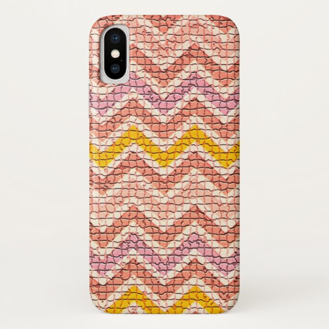 WHITE PINK YELLOW MOSAIC CHEVRONS Case-Mate iPhone CASE (Back)