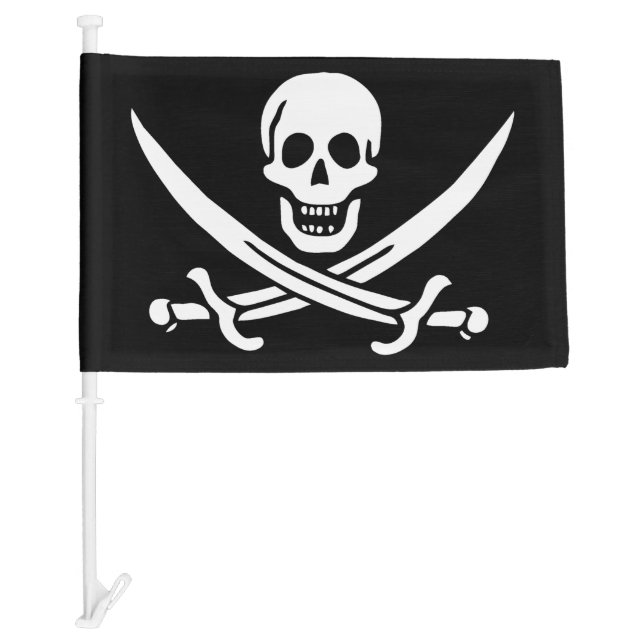 White, Pirate Flag Calico Jack, Skull & Cutlass  (Front)