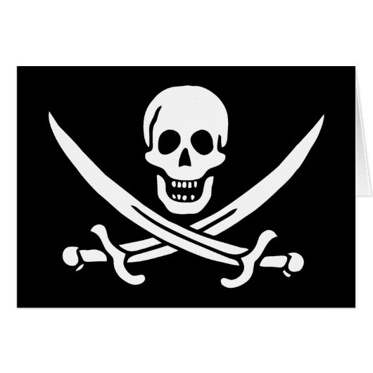 White, Pirate Flag Calico Jack, Skull & Cutlass  (Front Horizontal)