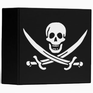 White, Pirate Flag Calico Jack, Skull & Cutlass 3 Ring Binder