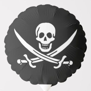 White, Pirate Flag Calico Jack, Skull & Cutlass Balloon