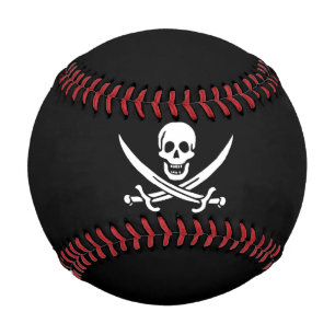 White, Pirate Flag Calico Jack, Skull & Cutlass Baseball