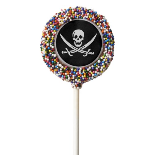 White Pirate Flag Calico Jack Skull  Cutlass Chocolate Covered Oreo Pop