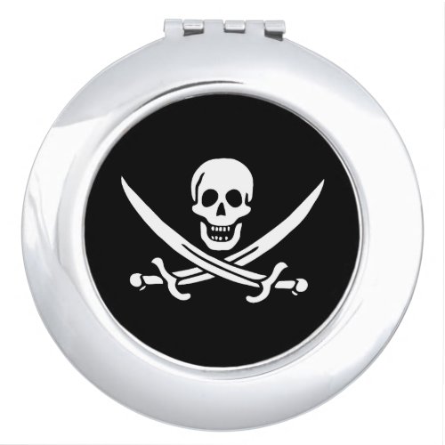 White Pirate Flag Calico Jack Skull  Cutlass Compact Mirror