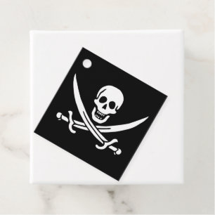 White, Pirate Flag Calico Jack, Skull & Cutlass Favor Tags