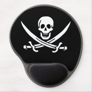 White, Pirate Flag Calico Jack, Skull & Cutlass Gel Mouse Pad