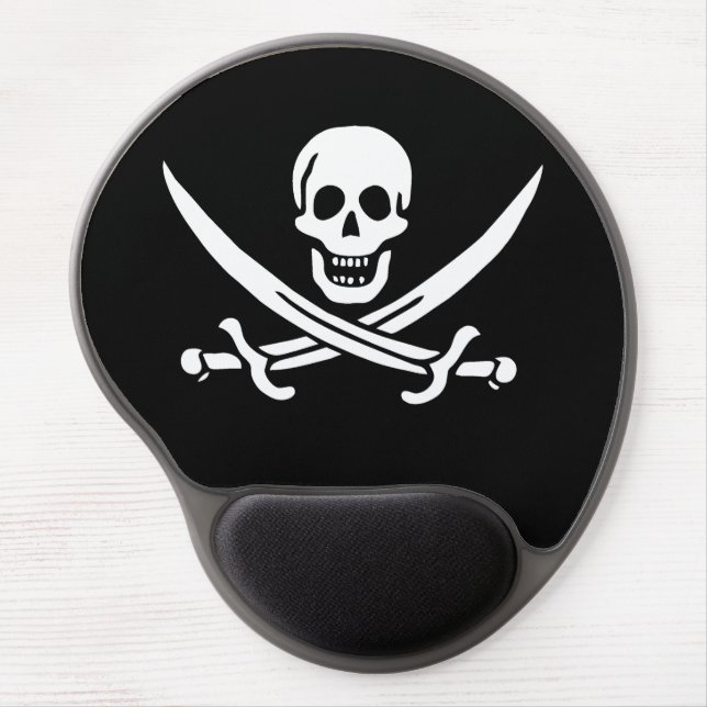White, Pirate Flag Calico Jack, Skull & Cutlass Gel Mouse Pad (Front)