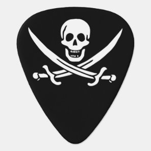 White, Pirate Flag Calico Jack, Skull & Cutlass  Guitar Pick