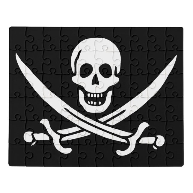 White, Pirate Flag Calico Jack, Skull & Cutlass  Jigsaw Puzzle (Puzzle Horizontal)