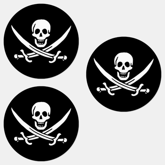 White, Pirate Flag Calico Jack, Skull & Cutlass  Labels (Group)