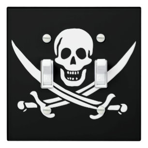 White, Pirate Flag Calico Jack, Skull & Cutlass Light Switch Cover