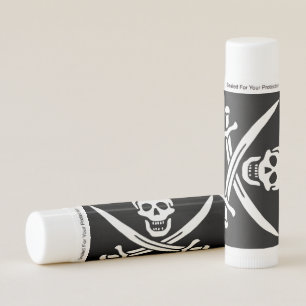 White, Pirate Flag Calico Jack, Skull & Cutlass Lip Balm