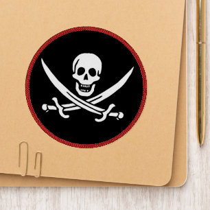 White, Pirate Flag Calico Jack, Skull & Cutlass Patch
