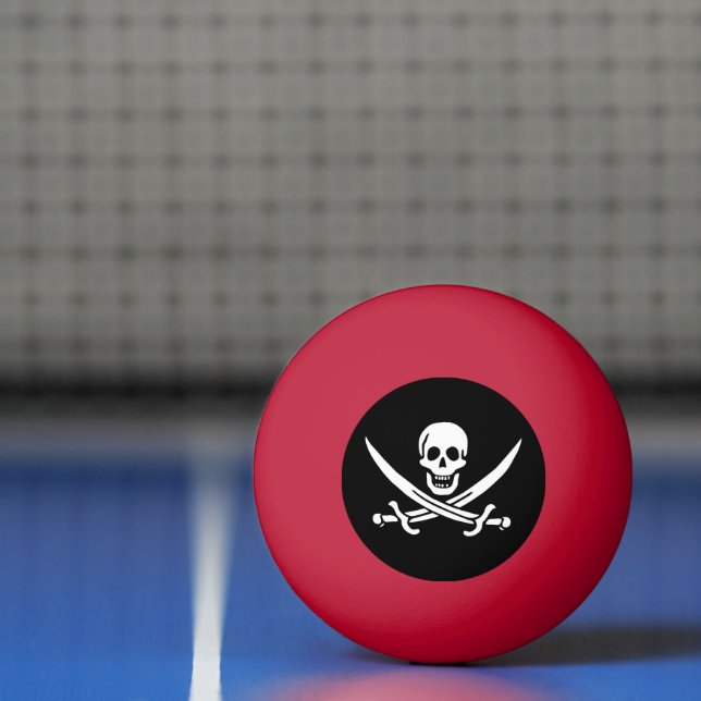 White, Pirate Flag Calico Jack, Skull & Cutlass  Ping Pong Ball (Net)