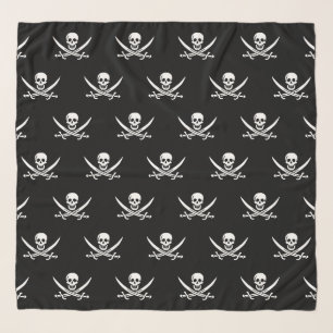 White, Pirate Flag Calico Jack, Skull & Cutlass  Scarf