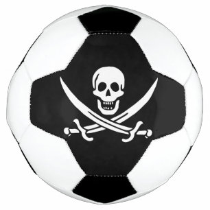 White, Pirate Flag Calico Jack, Skull & Cutlass Soccer Ball