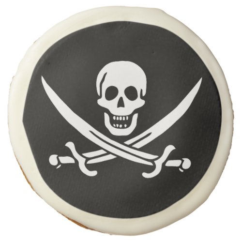 White Pirate Flag Calico Jack Skull  Cutlass Sugar Cookie