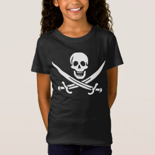 White, Pirate Flag Calico Jack, Skull & Cutlass T-Shirt