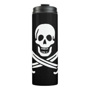 White, Pirate Flag Calico Jack, Skull & Cutlass Thermal Tumbler