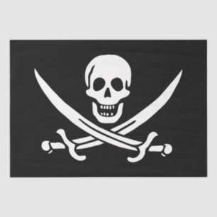 White, Pirate Flag Calico Jack, Skull & Cutlass Tissue Paper
