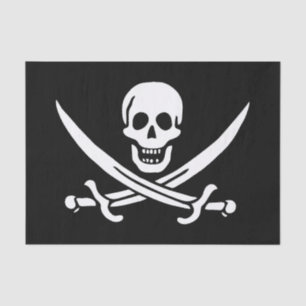 White, Pirate Flag Calico Jack, Skull & Cutlass Tissue Paper