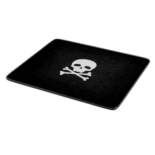 White Pirate Skull on Black Background Cutting Board