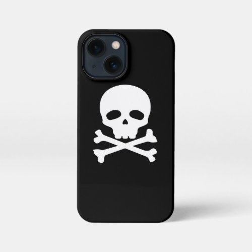 White Pirate Skull on Black iPhone 13 Mini Case