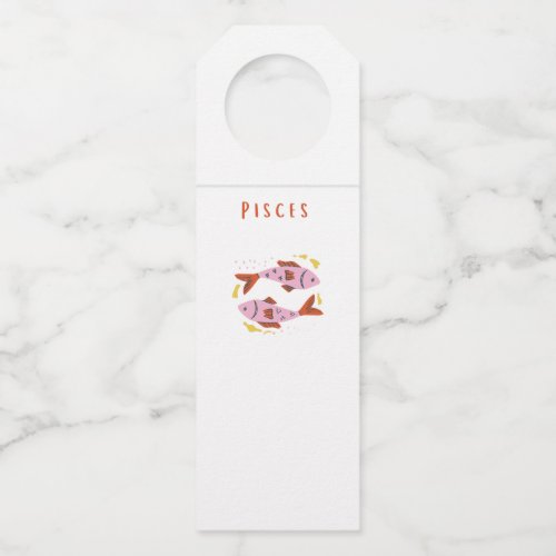 White Pisces, zodiac, star sign print Bottle Hanger Tag