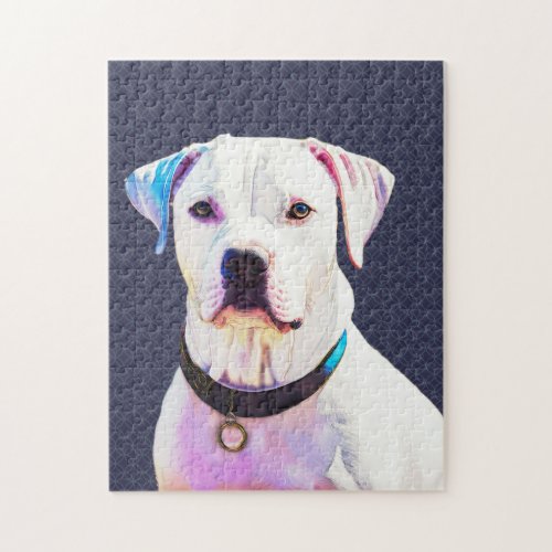 White Pit Bull Dog Graphic Art Puzzle