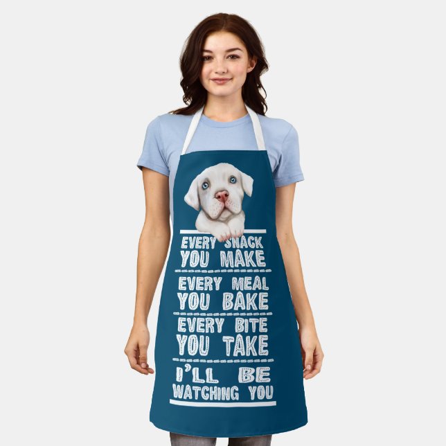 White Pitbull Dog Every Snack You Make Apron (Worn)