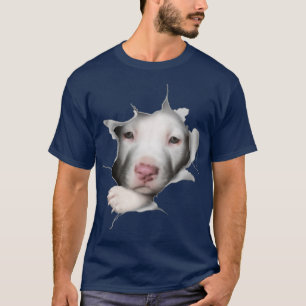 White Pitbull Face Inside Funny T-Shirt