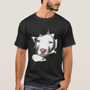 White Pitbull Face Inside T-Shirt